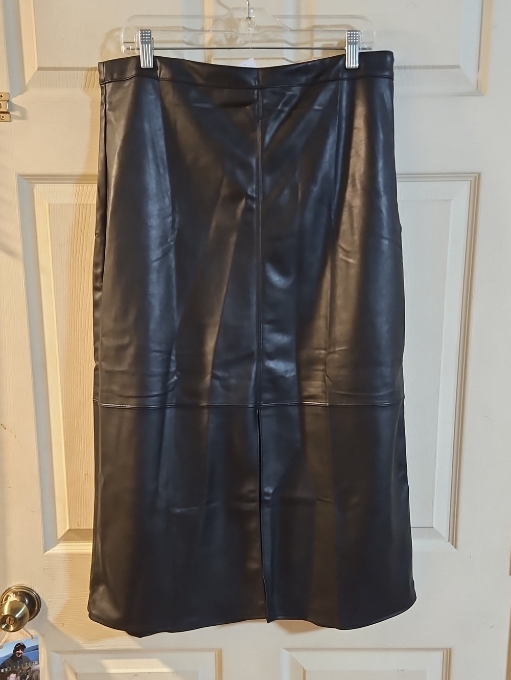 OLD NAVY FAUX LEATHER PENCIL MIDI SKIRT: BLACK: NEW WITH TAGS: SIZE L TALL